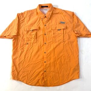 Columbia PFG Shirt MENS XL Tamiami Vented Short Sleeve Button Down Orange Fish